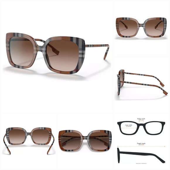 BURBERRY 'CAROLL' SQUARE LENS FULL~RIM SUNGLASSES SIGNATURE BRITISH CHECKERED - Picture 13 of 16